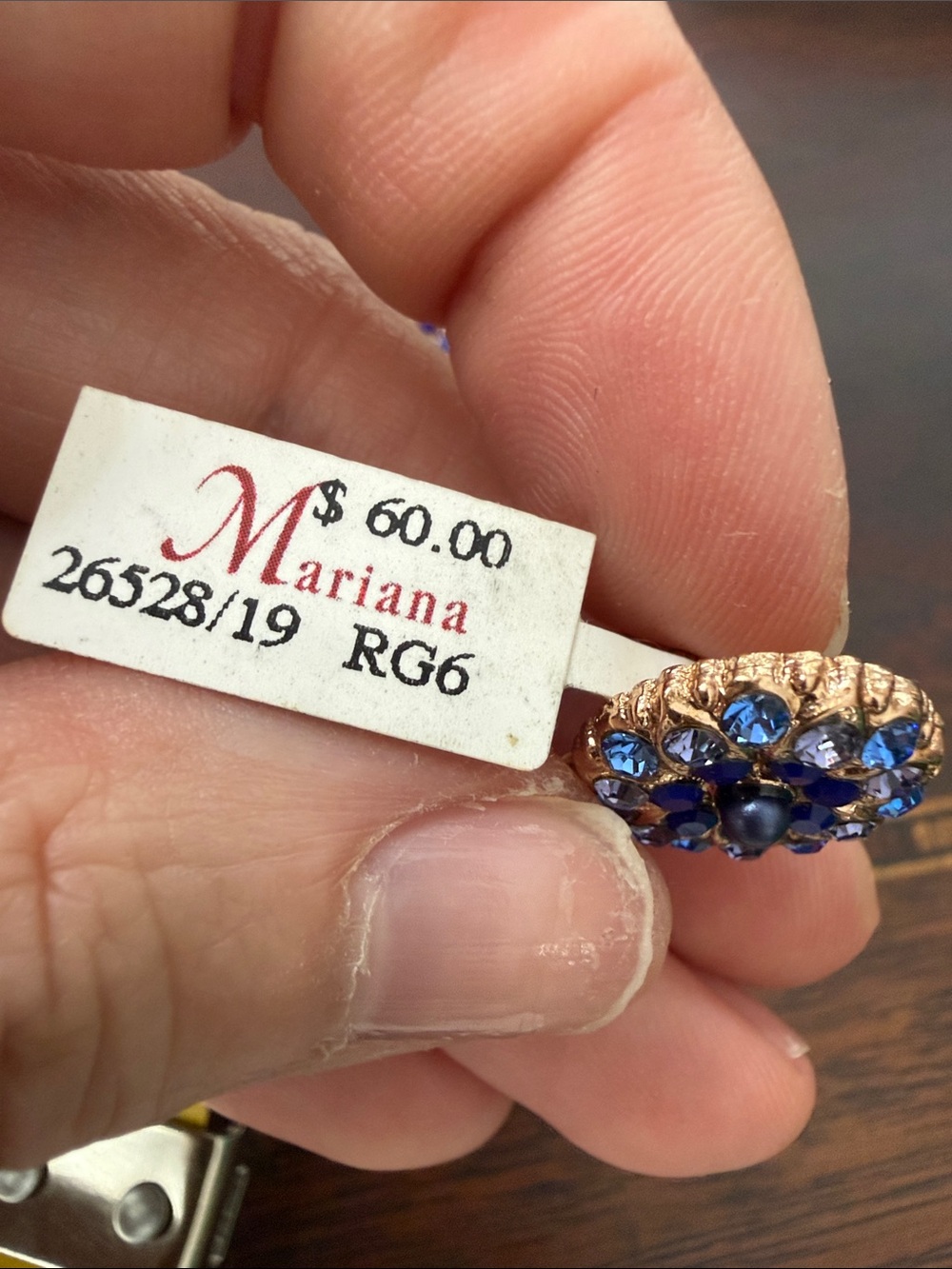 Mariana Rose Gold-Tone Blue and Tanzanite Purple Crystal Floral Drop Earrings - Picture 2 of 7
